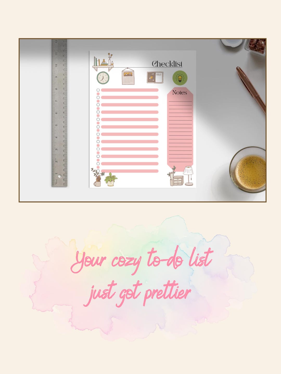 Pink Checklist Ribbon Dreamy Pink Printable Checklist | Cozy To-do List | A5, Letter ...