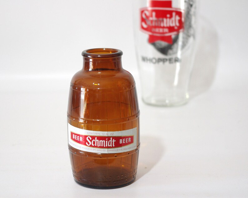Vintage Schmidt Beer Barrel Bottle Wide Mouth Brown Amber Etsy