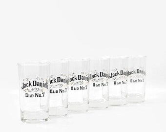 Vintage 1970s Jack Daniel's Whiskey Glasses, Set of 6