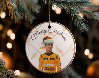Lando Norris McLaren Formula 1 kerstboomversiering, keramisch ornament