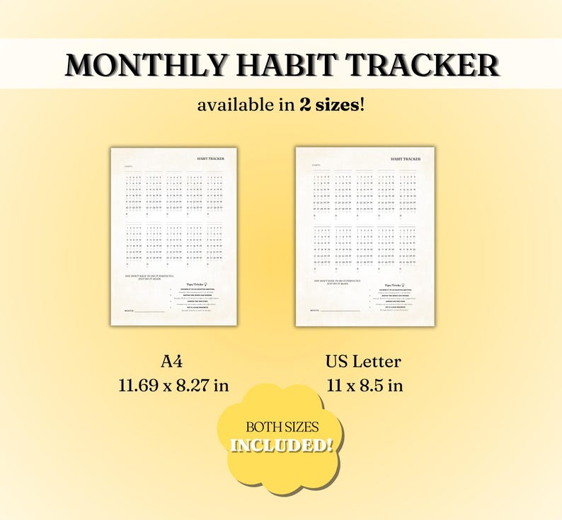Monthly Habit Tracker Printable – Minimalist PDF Planner (portrait ...