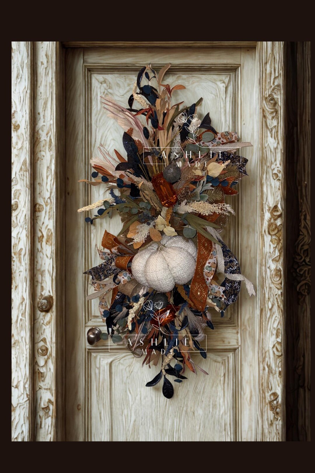Rustic Harvest Pumpkin Door Swag by Ashlie Made ~ Handmade Fall Front ...