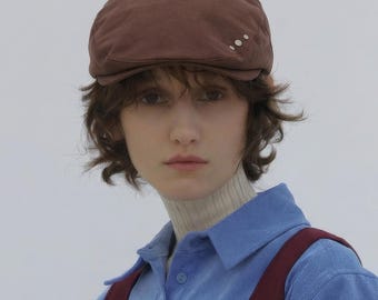 Vintage Stud Beret Hat for Women & Men, Punk Rock Artist Hat, Studded Vegan Leather Beret, Edgy Streetwear Flat Cap, Grunge Retro Gift