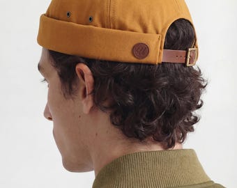 Vintage Brimless Cotton Docker Cap for Men & Women, Retro Fisherman Miki Hat, Minimalist Sailor Skull Cap, Adjustable Streetwear Gift