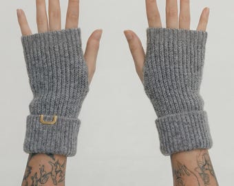 Cashmere Wool Fingerless Gloves for Women & Men, Soft Ribbed Knit Hand Warmers, Unisex Typing Gloves, Luxury Winter Mittens, Cozy Gift