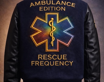 Chaqueta universitaria LumaFonds® Crown Series «Edición Ambulancia – Primera Respuesta» — Edición limitada (77 piezas)