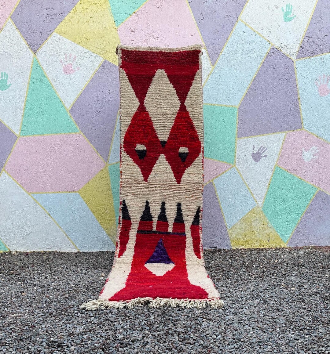 Berber Runner White and Red,moroccan Runner Rug,custom Beniourain ...