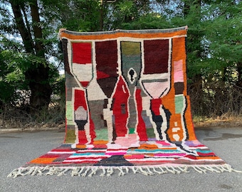 Custom Colorfull Moroccan Rug, Moroccan Boujaad Rug, Handmade Rug, Custom Moroccan Rug, Unique Colorful Carpet , Berber Rug , Home Decor Rug