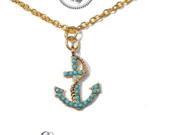 Turquoise Anchor Necklace Women Gold Anchor Jewelry Seas The Day Gift Personalized Nautical Necklace for Women Anchor Jewelry Women