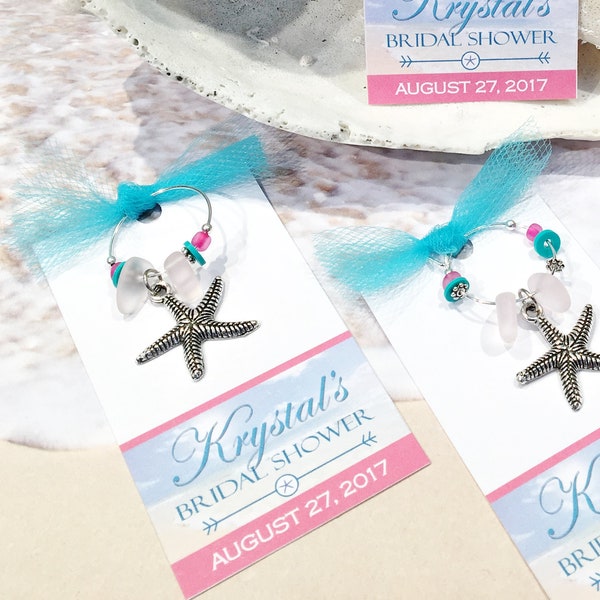 10 pc Starfish Favors, Starfish Party Favors, Personalized Beach Bridal Shower Favors, Beach Wedding, Starfish Wine Charms, Favor Tags