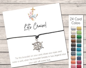 Let's Cruise Wish Bracelet, Girls Trip Gifts, Cruise Gift Ideas, Ships Wheel Nautical Jewelry, Friendship Bracelet, String Bracelet for Her