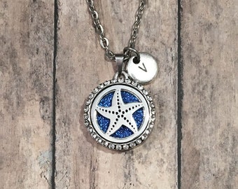 Starfish Jewelry, Starfish Necklace, Starfish Pendant Necklace, Essential Oil Diffuser Locket, Oil Diffuser Necklace, Aromatherapy Locket