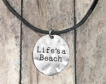 Lifes A Beach Necklace Women, Beach Pendant Necklace, Beach Choker Beach Quotes Jewelry Beach Charm Necklace Beach Necklace Men Surfer Gift