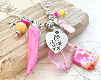 Beach Girl Necklace, Beach Girl Jewelry, Beach Lovers Gift for Her, Boho Beach Necklace, Bohemian Beach Jewelry, Beachcomber Jewelry