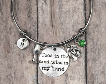 925 Silver Plt 'Toes In The Sand Drink In My Hand' Necklace Holiday Trip A 925 Silver Plt 'Toes In The Sand Drink In My Hand' Necklace Holiday Trip A