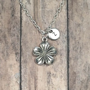 Hawaiian Necklace for Women, Hawaiian Jewelry Necklace, Plumeria Necklace Silver Plumeria Jewelry Hawaiian Flower Necklace Initial Necklace