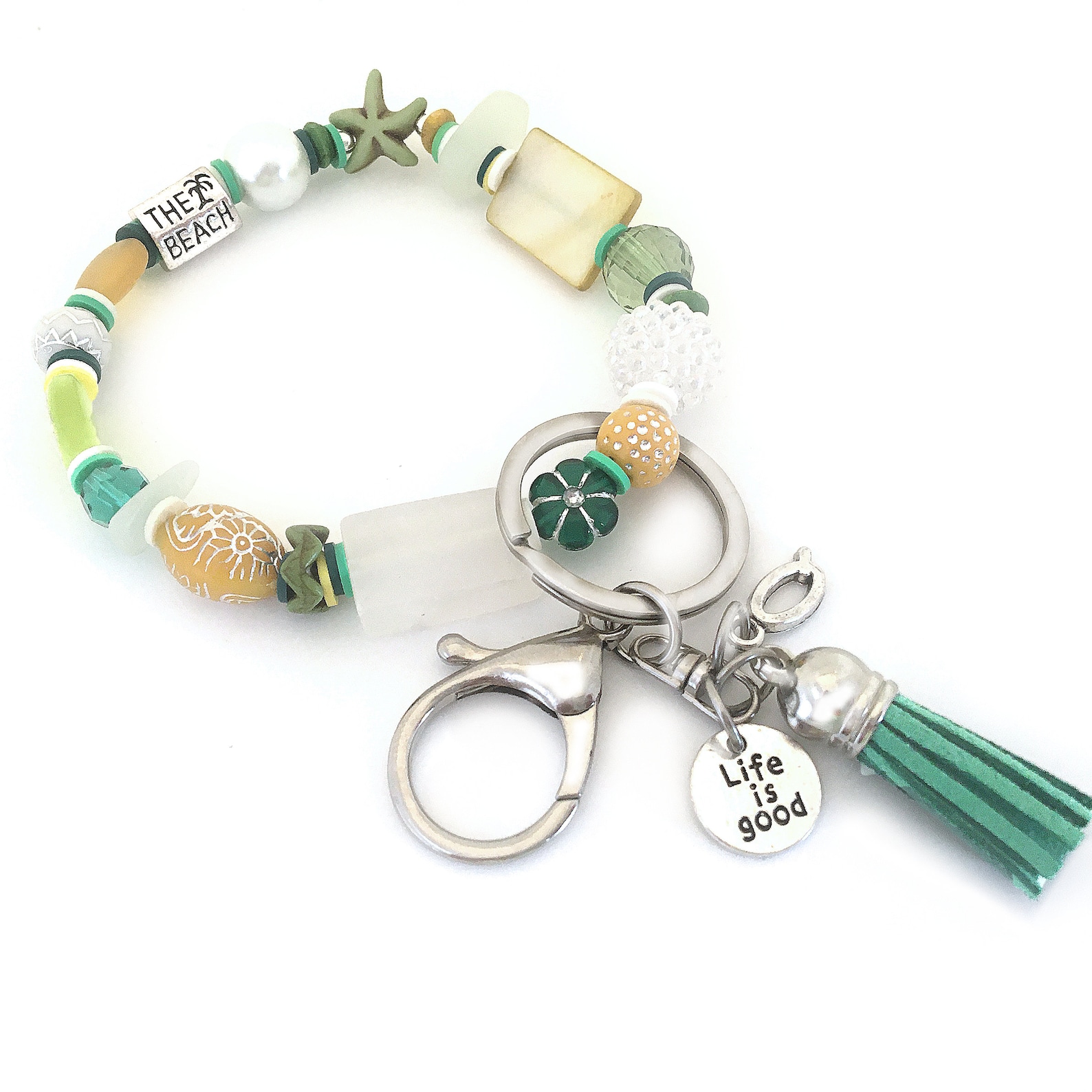 Wristlet Keychain Wallet for Women Stretch Bracelet Beaded Etsy