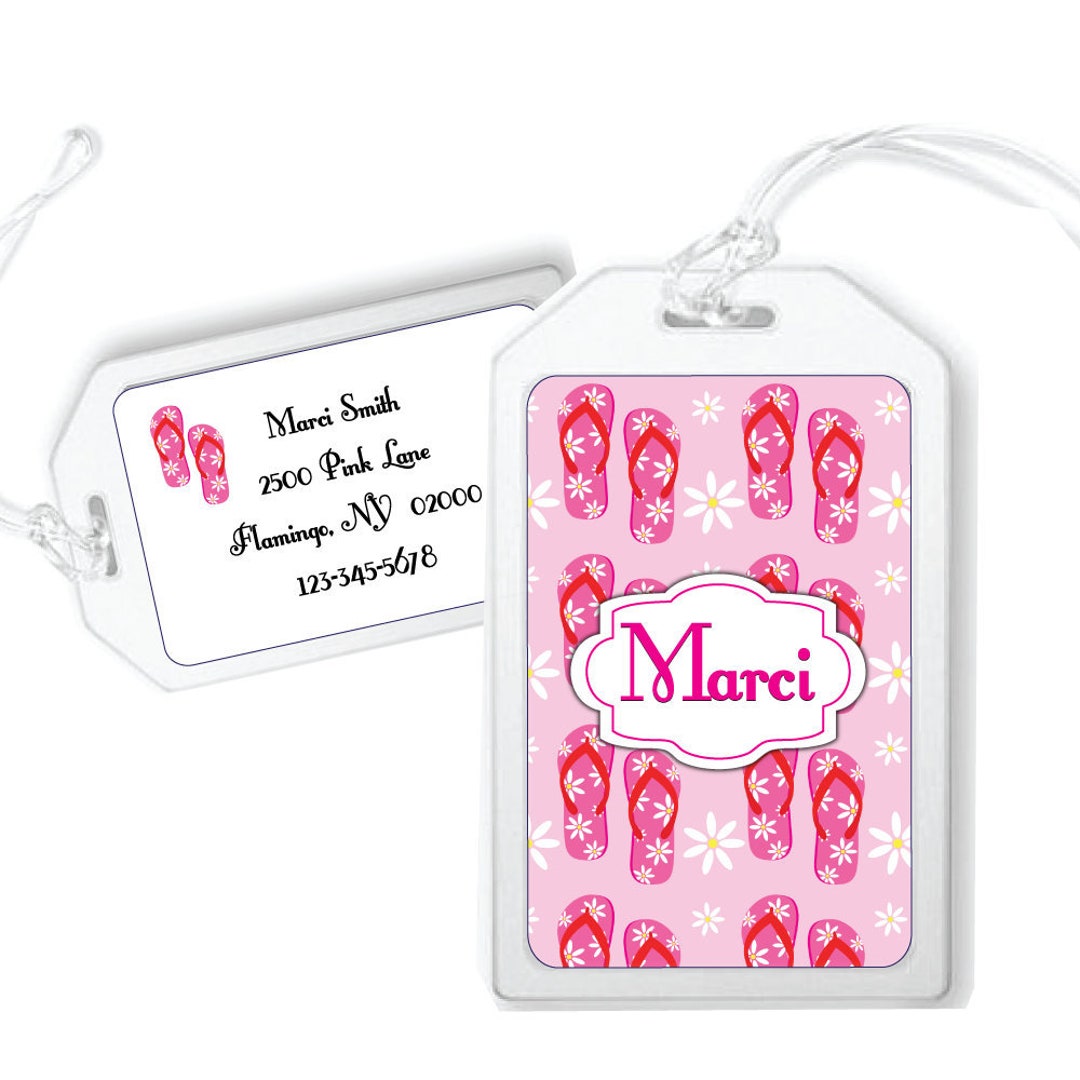 Flip Flop Luggage Tag, Pink Flip Flops, Flip Flop Tags, Luggage Tags