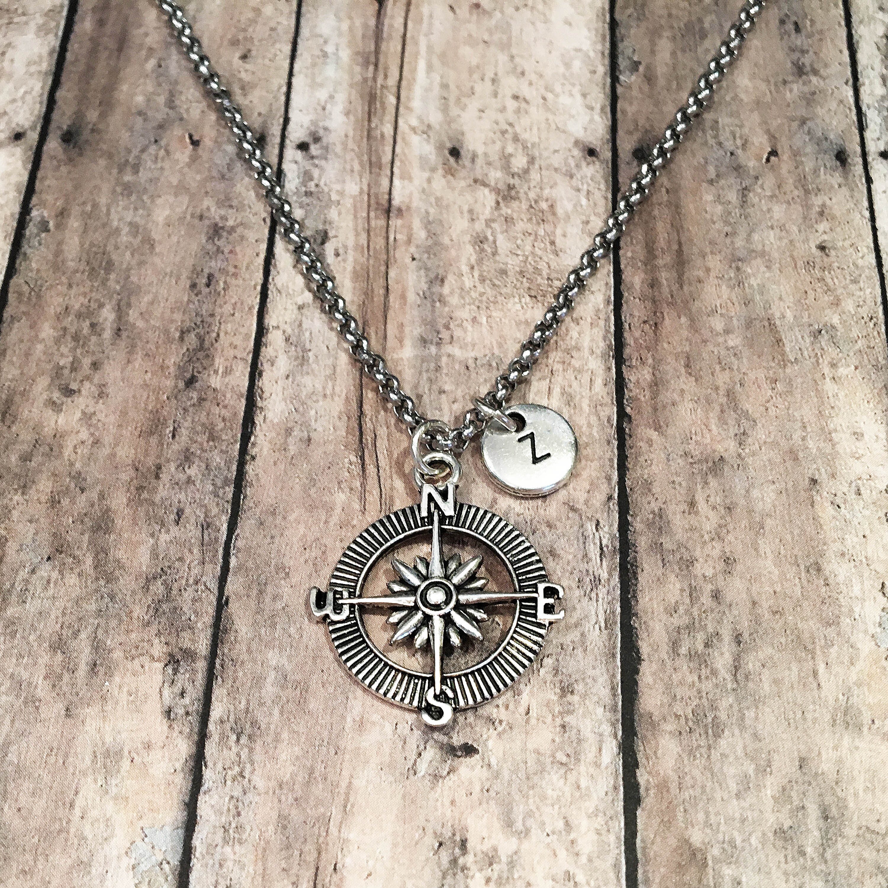 Compass Pendant Compass Necklace Compass Jewelry Long Etsy
