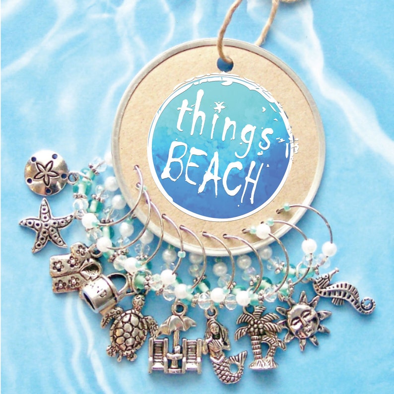 10 Wine Glass Favors Tropical Wine Charms Wine Glass Charms Etsy