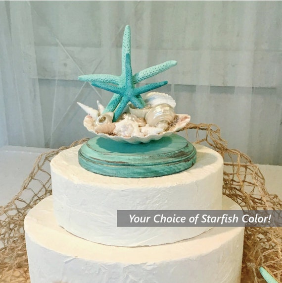 Starfish Cake Topper Bride And Groom Beach Cake Topper Seashell