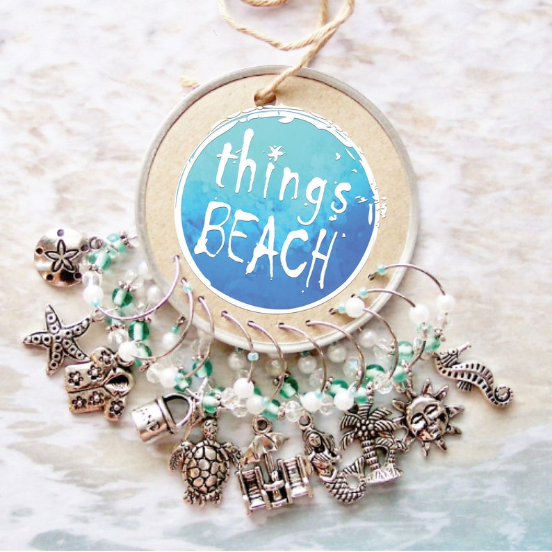 10 Wine Glass Favors Tropical Wine Charms Wine Glass Charms Etsy