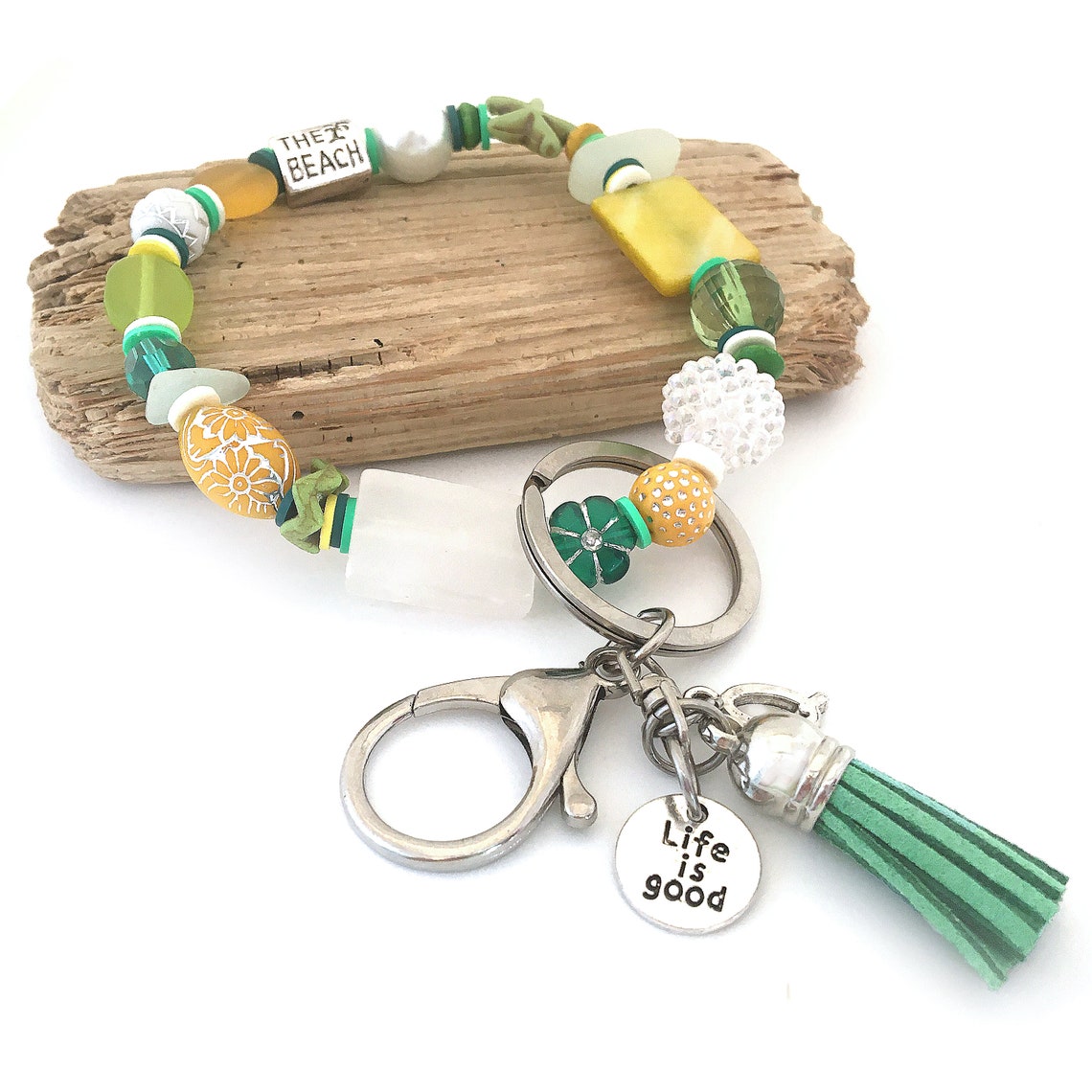 Wristlet Keychain Wallet for Women Stretch Bracelet Beaded Etsy