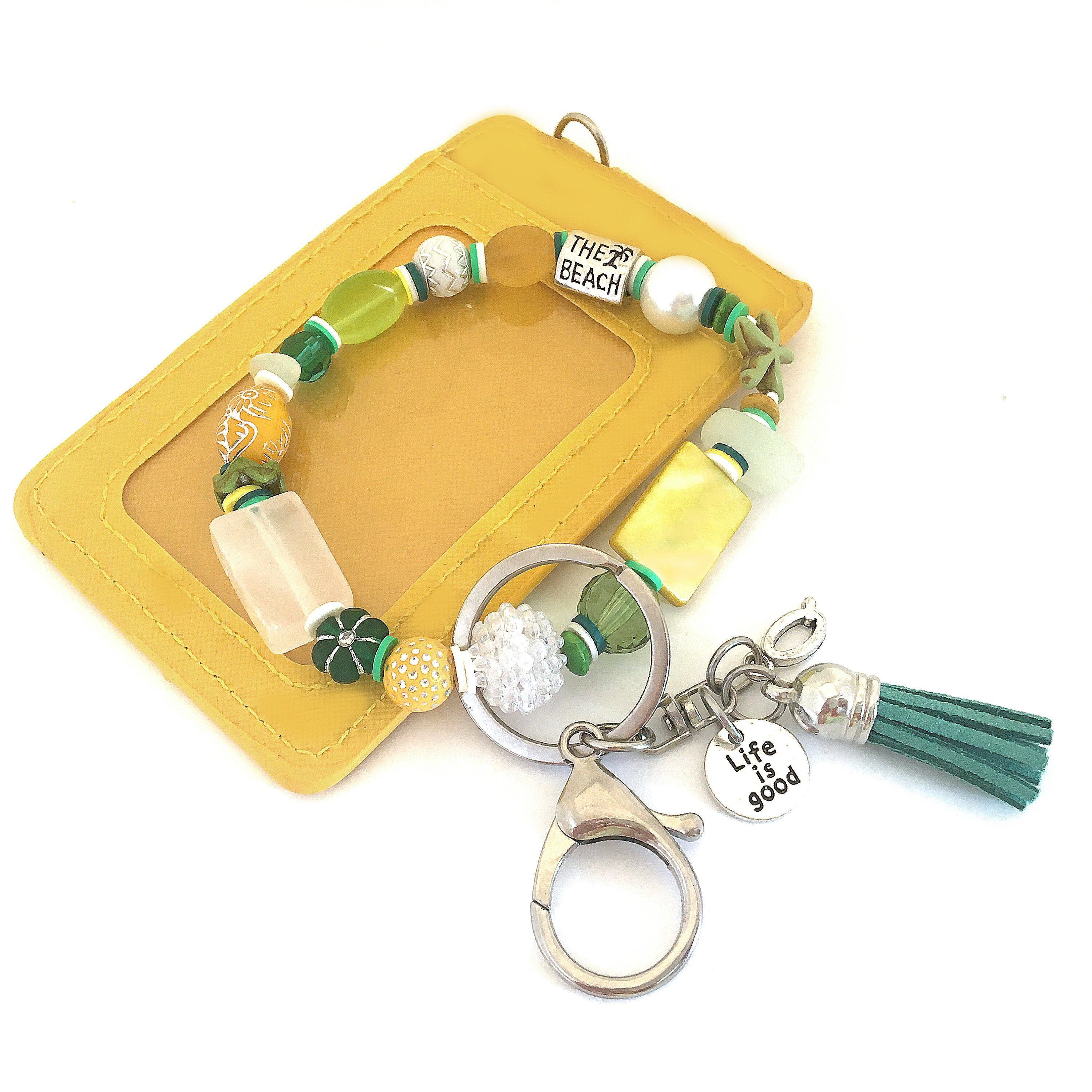 Wristlet Keychain Wallet for Women Stretch Bracelet Beaded Etsy