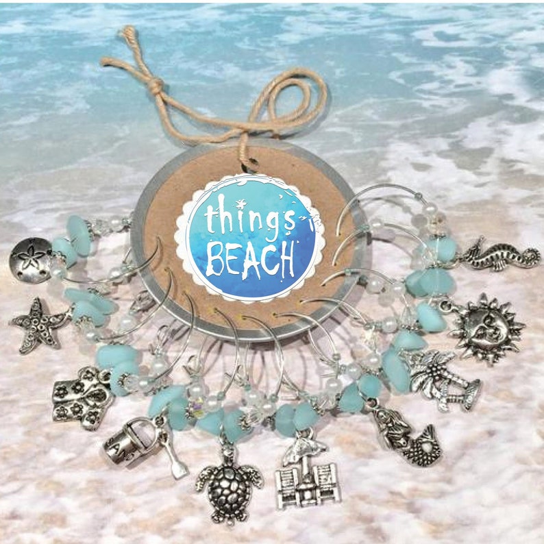 10 Wine Glass Favors Tropical Wine Charms Wine Glass Charms Etsy