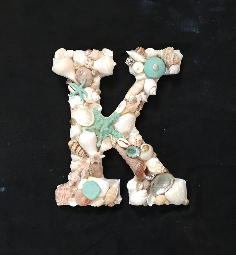 Letter K Wall Decor Letters For Boy Nautical Nursery Shell Initial Teal