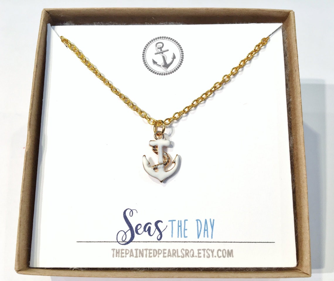 Anchor Necklace Gold Anchor Jewelry Women Seas the Day Gift Etsy