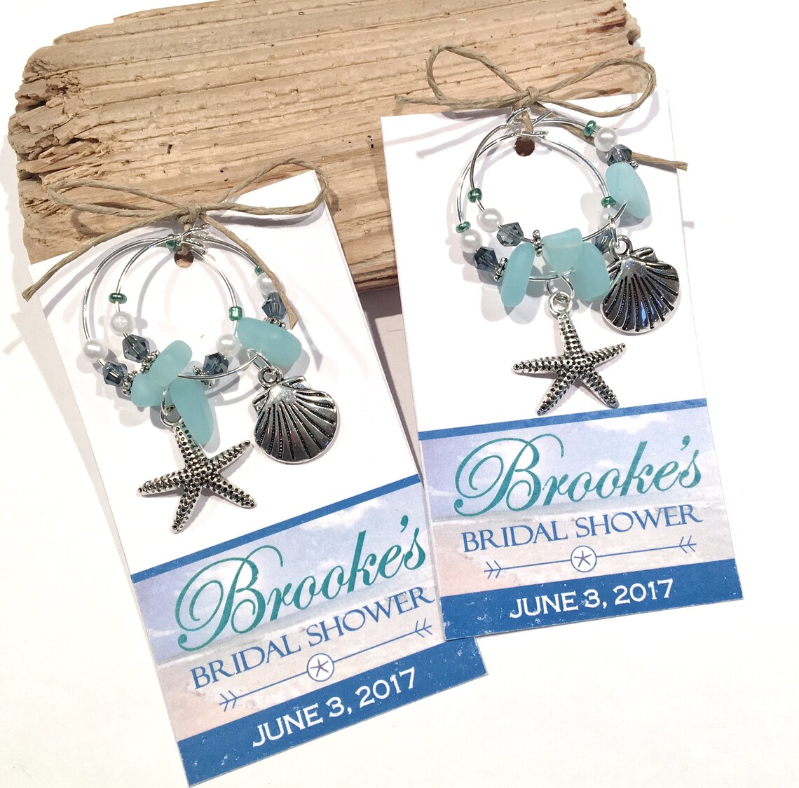 Shell Charm Favors Wine Charm Favors Beach Bridal Shower Etsy