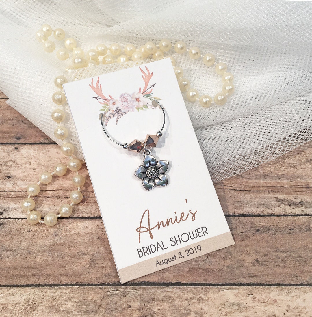10pc Flower Wine Charm Favors Personalized Bridal Shower Etsy