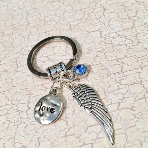 Personalized Angel Wing Keychain Angel Wing Key Ring Angel Gift