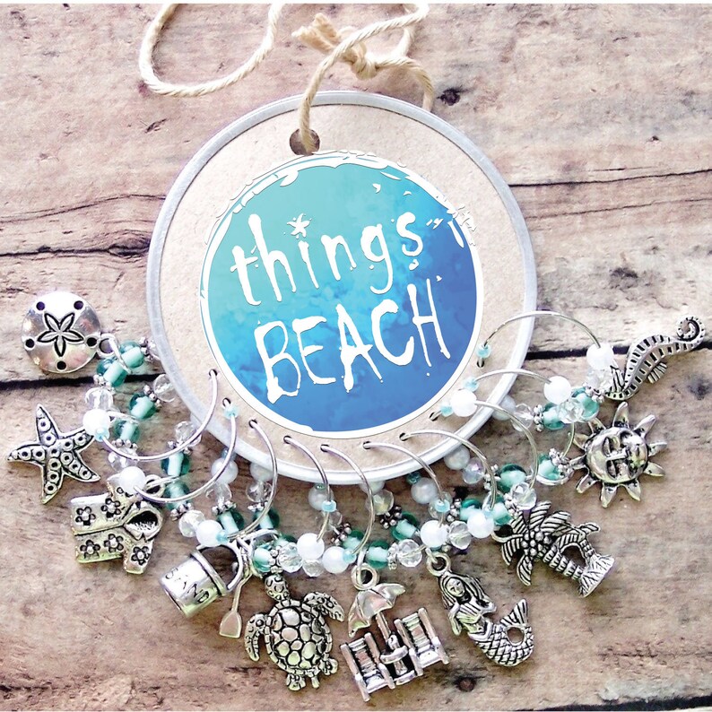 10 Wine Glass Favors Tropical Wine Charms Wine Glass Charms Etsy