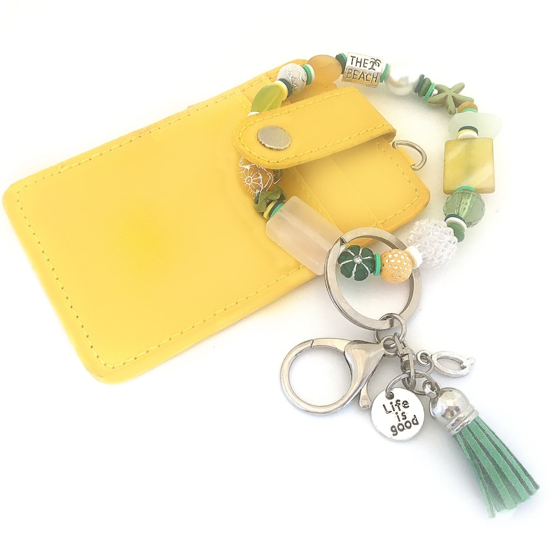 Wristlet Keychain Wallet for Women Stretch Bracelet Beaded Etsy