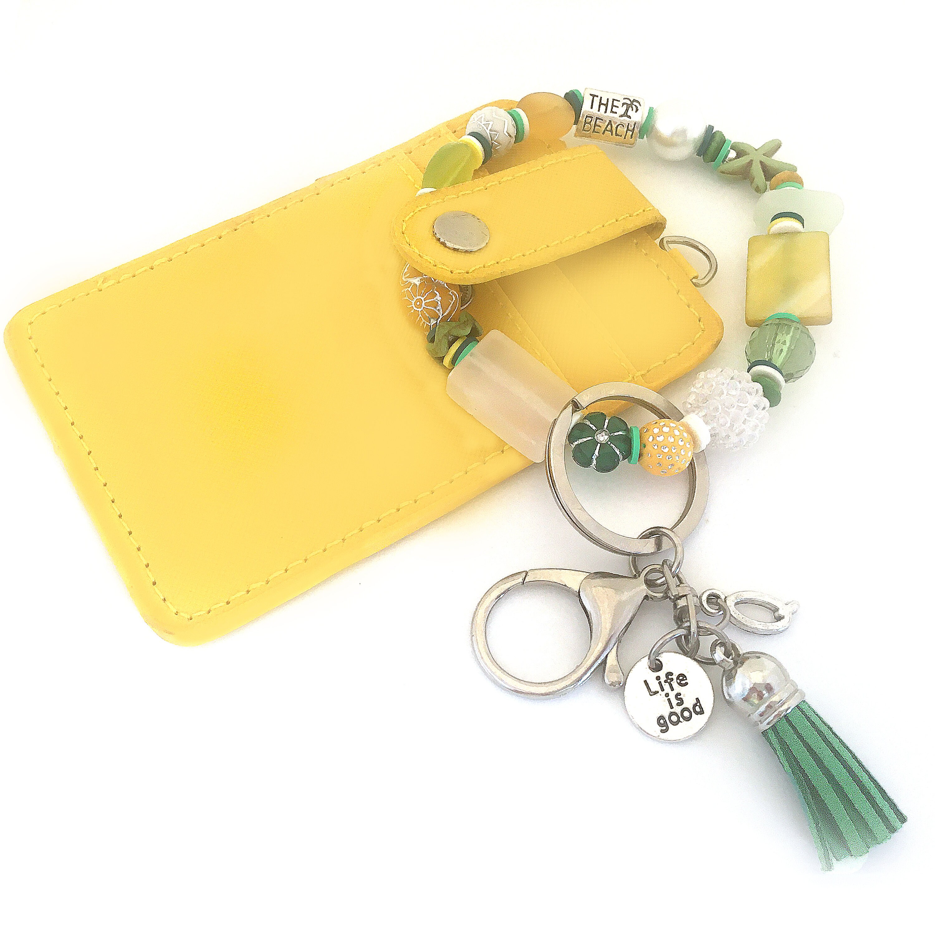 Wristlet Keychain Wallet for Women Stretch Bracelet Beaded Etsy