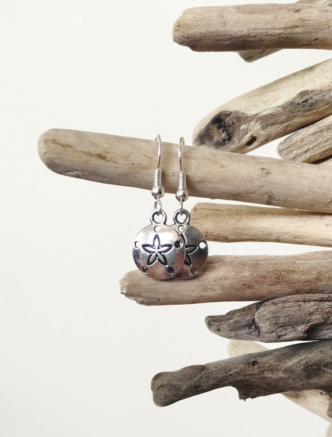 Silver Sand Dollar Earrings, Sand Dollar Jewelry, Ocean Earrings Sea ...