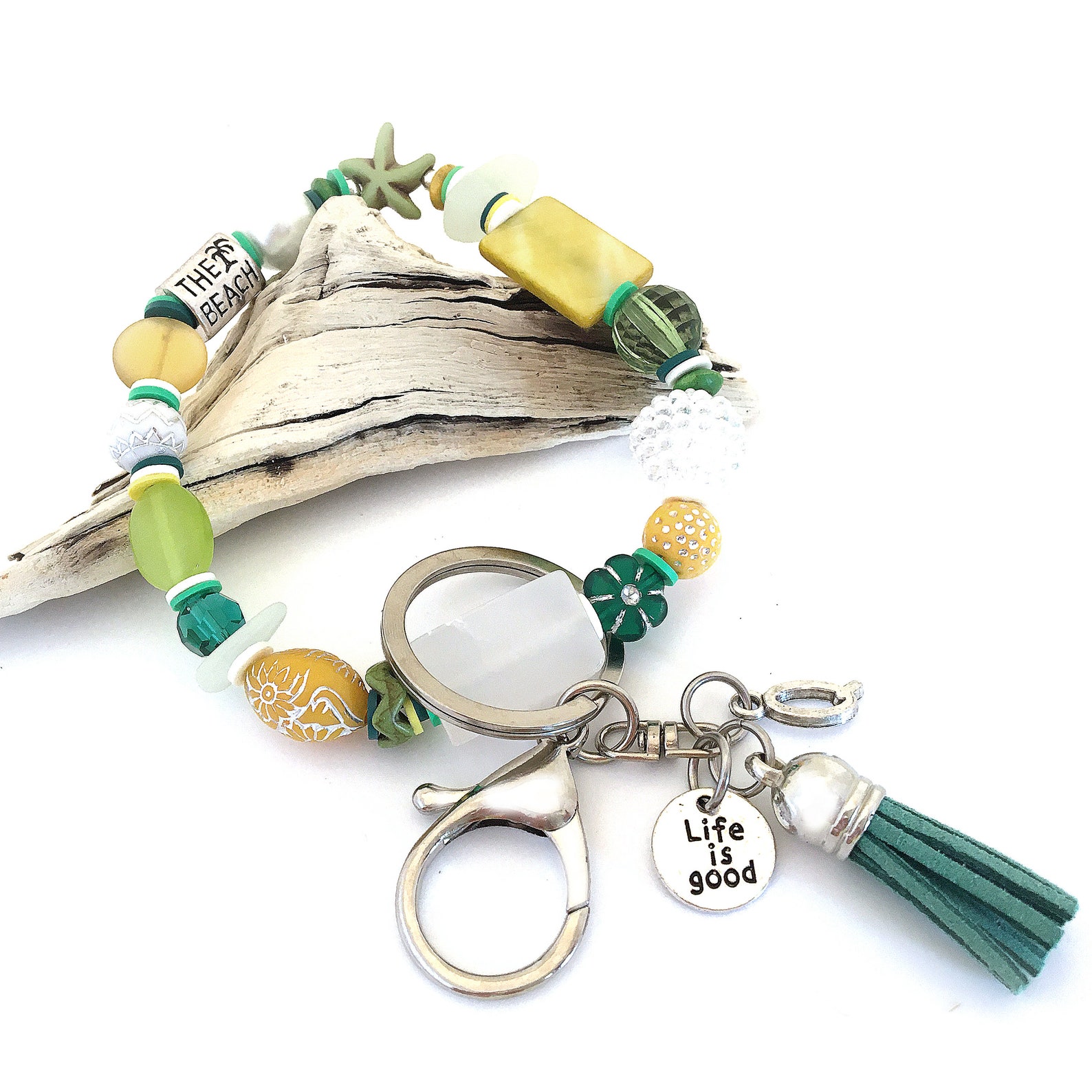 Wristlet Keychain Wallet for Women Stretch Bracelet Beaded Etsy