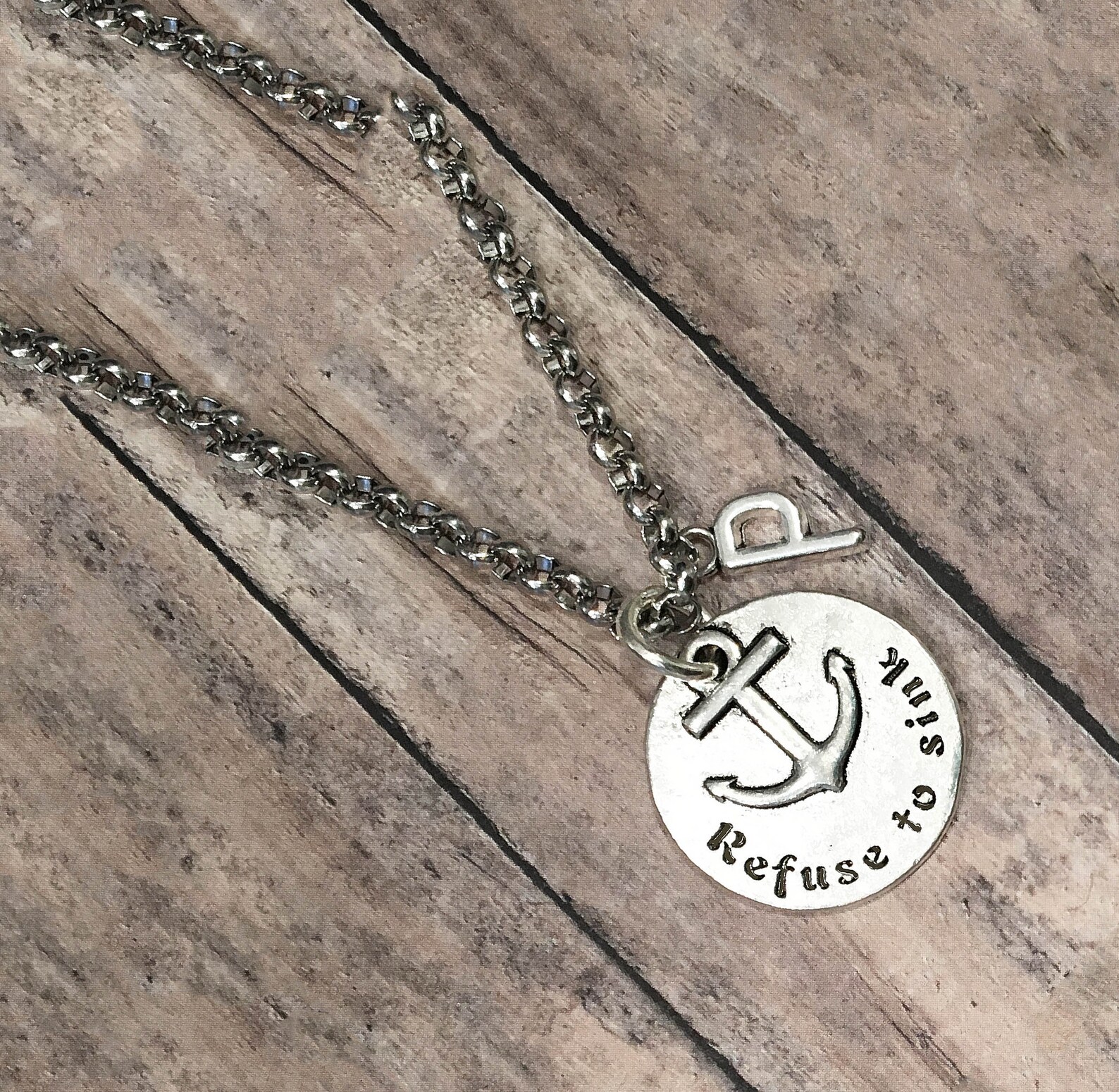 Refuse to Sink Anchor Necklace Silver Anchor Necklace Etsy