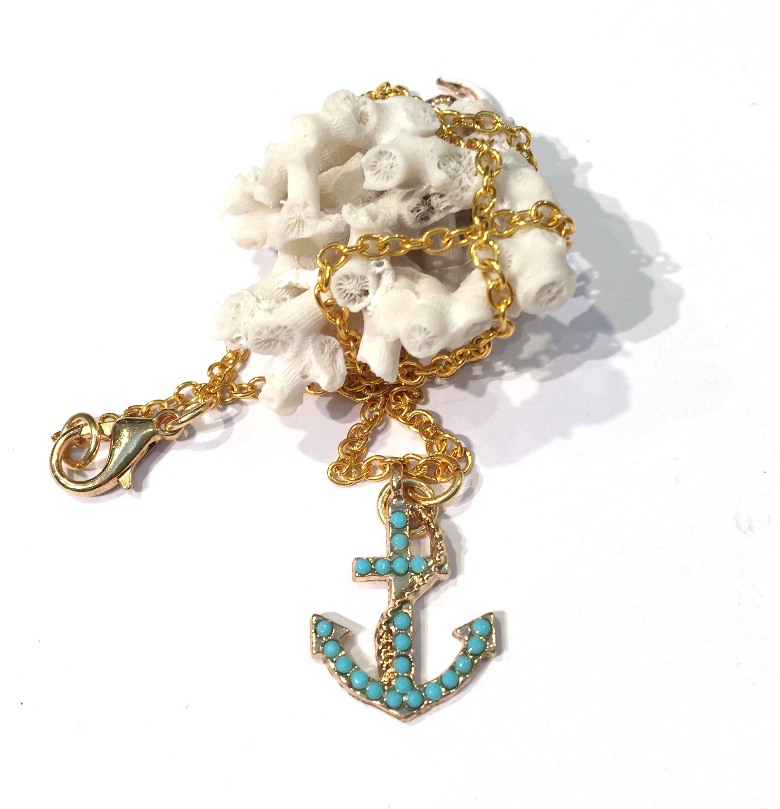 Turquoise Anchor Necklace Women Gold Anchor Jewelry Seas the Etsy