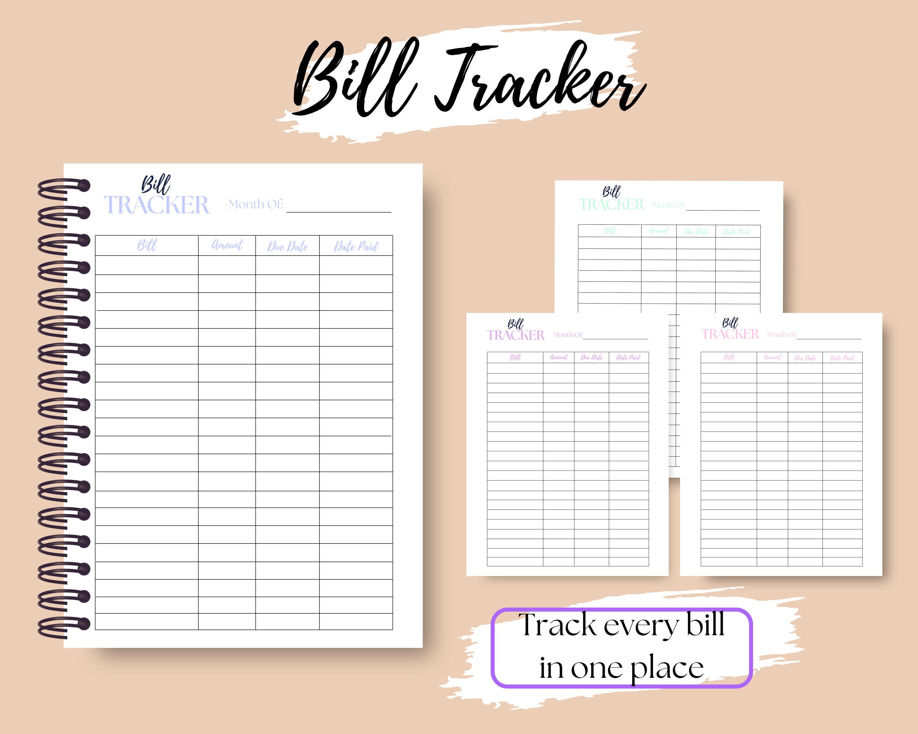 Editable Monthly Bill Tracker | Printable Budget Planner (canva ...