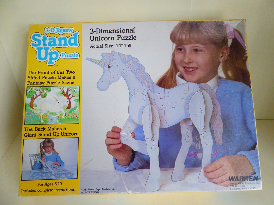 1983 3D Jigsaw Stand up Puzzle Unicorn Etsy