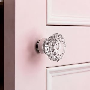 Crystal Cabinet Knob, Pink Drawer Knobs, Brass Dreseer Pulls