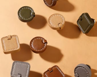 Skórzane uchwyty do szafek nocnych, gałki do szuflad, gałki do szafy dekoracyjnej