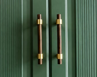 Schubladengriffe aus Walnussholz, Schrankgriffe aus Messing