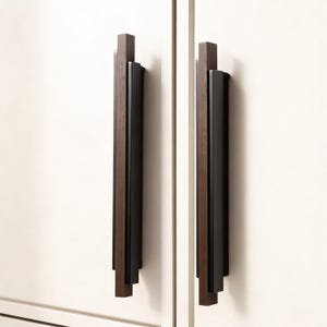 Wardrobe Brass Pulls, Grey Closet Pull, Walnut Cabinet Handles