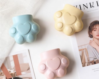 Rosa Katzenknopf, Schubladengriff aus Messing, bunte Katzenknöpfe