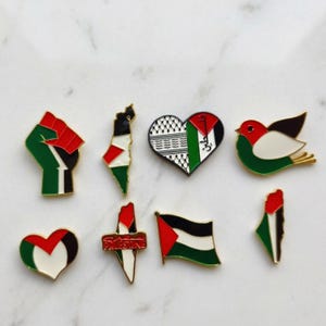 Palestine Pins, Hard Enamel Designs in 2.5–3.5 cm, Gold-Tone Edges