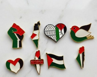Palestine Pins, Hard Enamel Designs in 2.5–3.5 cm, Gold-Tone Edges
